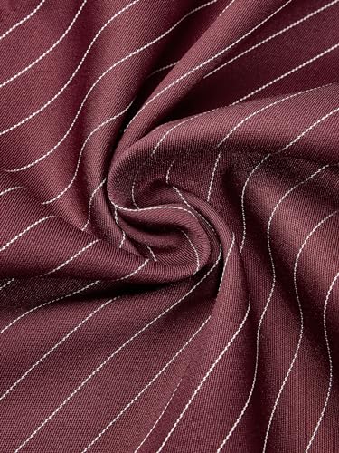 Hardaddy Men's Casual Striped Shirts Button Down Short Sleeve Blouse Summer Hawaiian Shirt Burgundy XXL