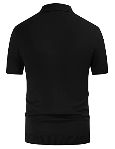 PJ PAUL JONES Mens Vintage Button Down Knitted Polo Shirt Black Gray L