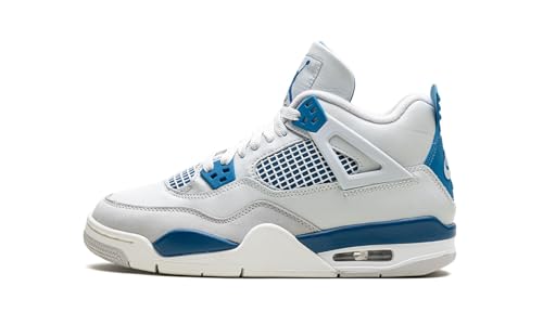 Jordan 4 “Military Blue” Grade School Size 5Y Off-White/Neutral Grey-Military Blue (HF4281-141)