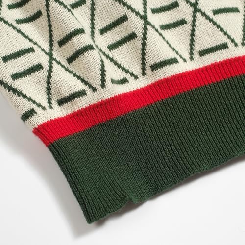 OXKNIT Knit Polo Shirt for Men, Retro Rose and Texture Green Shirt Quarter Button Down Short Sleeve Men's Clothing
