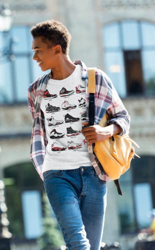 J's Retro Sneakers Image T Shirt to Match Js, Artwork Takes cues from Jordans Inspired colorways 1 2 3 4 5 6 11 12 13 White