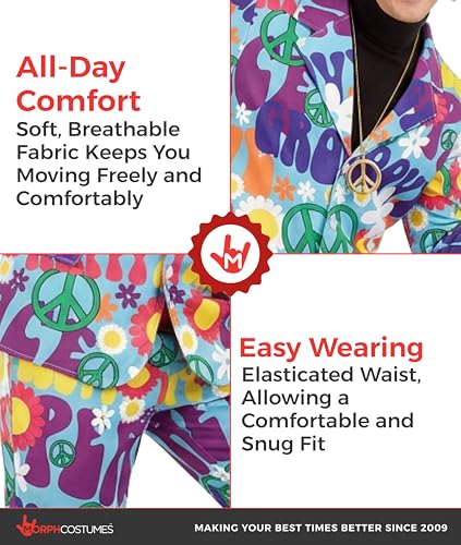 fun shack Groovy Mens Hippie Costume, Retro Mens Hippie Costumes for Adults, Groovy Costumes for Men, 60s Suit Men - Large