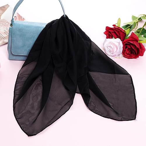 Jmkcoz 3 Pcs 50s Chiffon Scarf Sheer Square Neck Head Scarf for Women Girls Hip Hop 1950s Party Halloween Costume (Black White Red)