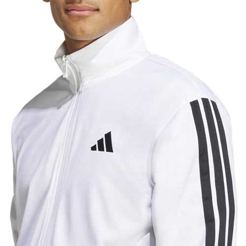 adidas Men's 3-Stripes Tricot Regular Sportswear Track Top, White, Medium