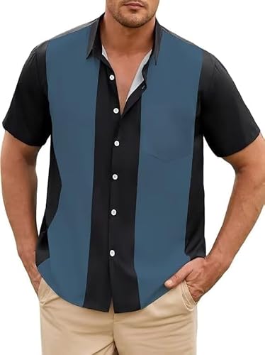 QIVICIMA Men's Big and Tall Retro Bowling Shirt C41 Retro 6XL