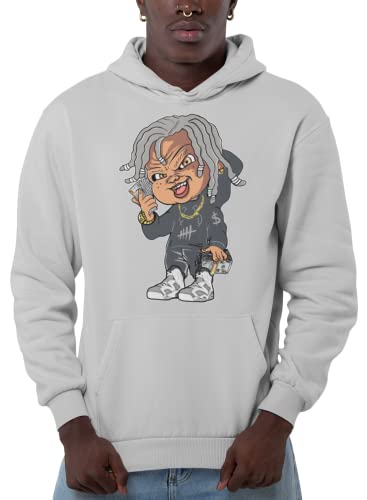 Cool grey graphic hoodie styled to coordinate with Jordan 6 sneakers