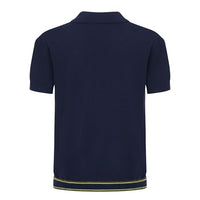 
              OXKNIT Men’s Knitted Vintage Polo, Gradient Stripe Short Sleeve Retro Polo Shirt for Men 60s&70s
            