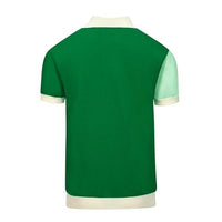 
              OXKNIT Men's Knitted Poloshirt, 1960s Mod Style Retro Gradient Green Stripes Cotton Cardigan Polo with Button
            