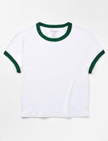 
              Zengjo Womens Ringer Tee Crewneck Retro T Shirts with Trim(White/Green,XL)
            