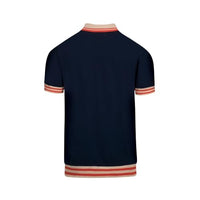 
              OXKNIT Men's Knit Short Sleeve Shirts Button Down Vintage Knitted Polo Shirt Owl Pattern Dark Blue Cotton Polo
            