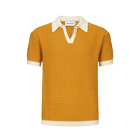 
              OXKNIT Mens Knit Polo Shirts Vintage Short Sleeve Golf Shirts Textured Retro Poloshirt White V-Neck
            