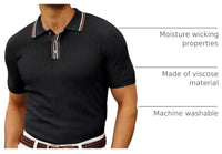 
              PJ PAUL JONES Mens 1960s Vintage Polo Shirts Contrast Lapel Collar Button Up Polo Sweaters Bowling Shirt Lightweight Black M
            