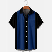 
              Men's Vintage Bowling Shirts Short Sleeve Button Down 1950s Retro Rockabilly Style Hawaiian Shirts Summer Beach Tops A- Blue
            