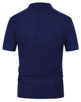
              Men's Vintage 70s Polo Shirts Casual Short Sleeve Bowling Shirt Navy/Gold M
            