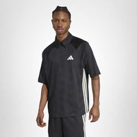 
              Adidas Men's Stadium 3-Stripes Tennis Inspired Jacquard Polo T-Shirt, Black/Off White, Medium
            