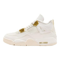 
              NIKE Air Jordan 4 Retro Womens-Size 8.5, Sail/Metallic Gold-black
            