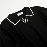 
              OXKNIT Mens Polo Shirts Short Sleeve Casual Knit Polo Shirt Vintage Golf T Shirts Tops with Black Stripe
            