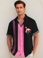
              Royaura Hawaiian Shirt for Men,Printed Summer Beach Vintage Bowling Button Down Short Sleeves Casual Shirts Black Pink
            