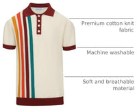 
              OXKNIT Men's Knitted Vintage Polo Shirt Casual Poloshirts Short Sleeve Summer Shirt with Stripe Design
            