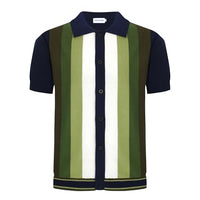 
              OXKNIT Men’s Knitted Vintage Polo, Gradient Stripe Short Sleeve Retro Polo Shirt for Men 60s&70s
            