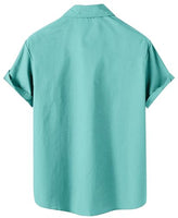 
              DADDYLOCO Retro Cat Print Button-Down Shirt, Mint Green with Atomic Design, Short Sleeve, Regular Fit
            