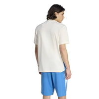 
              adidas Men's Essentials 3-Stripes Single Jersey T-Shirt, Off White/Ray Blue, Large
            