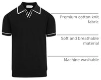 
              OXKNIT Mens Polo Shirts Short Sleeve Casual Knit Polo Shirt Vintage Golf T Shirts Tops with Black Stripe
            