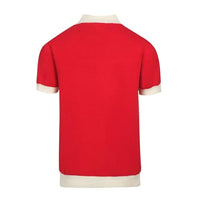 
              OXKNIT Men's Knitted Vintage Polo Shirt, 1960s Mod Style Retro Polo Animal Pattern Shirt Cardigan with Button, Red
            