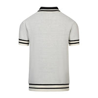 
              OXKNIT Men's Knit Short Sleeve Shirts Retro Knitted Polo Shirt Art Bird Pattern Beige Cotton Polo with Quarter Button
            