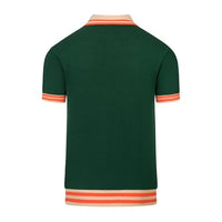 
              OXKNIT Men's Knit Short Sleeve Shirts Button Down 1960s Vintage Tiger Pattern Green Cotton Polo Shirt Summer Knitwear
            