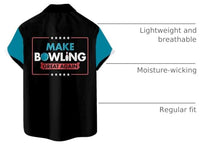 
              Mens Bowling Shirt Vinatge Holiday Leisure Retro Bowling Element Alphabet Pattern Hawaiian Style Printed Shirt Blue1 XL
            