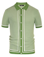 
              Mens Vintage Polo Shirts Short Sleeve Collared Button Rockabilly Shirts Green M
            