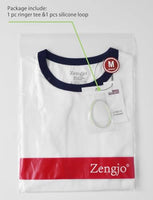 
              Zengjo Ringer Tee Women Crewneck Short Sleeve Retro T-Shirt (White/Red,XL)
            