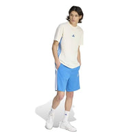 
              adidas Men's Essentials 3-Stripes Single Jersey T-Shirt, Off White/Ray Blue, Large
            