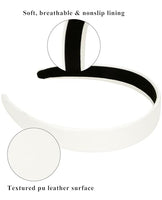 
              Wecoe White PU Leather 1 Inch Wide Non-Slip Fashion Headband Hair Accessory for Women and Girls, Holiday Costume Diademas Coreanas Para Mujer
            