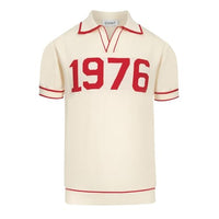 
              OXKNIT Men's Knit Polo Shirts, 1960s Mod Style Retro Words White Short Sleeves Casual V-Neck Short Shirts
            