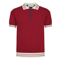 
              OXKNIT Men's Polo Shirts Quarter Zip Knit Shirts Summer Golf Polo T Shirts with White Neck
            