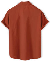 
              DADDYLOCO Retro Casino Bowling Shirt, Dice and Cards Print, Short Sleeve Button Down, Rust Orange
            