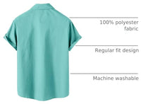 
              DADDYLOCO Retro Cat Print Button-Down Shirt, Mint Green with Atomic Design, Short Sleeve, Regular Fit
            