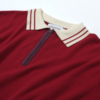 
              OXKNIT Men's Polo Shirts Quarter Zip Knit Shirts Summer Golf Polo T Shirts with White Neck
            