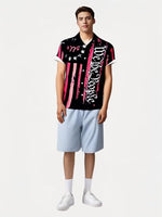 
              DUBMA USA Shirt Retro Short Sleeve Casual Button Down Bowling Shirts
            