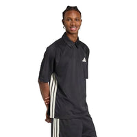 
              Adidas Men's Stadium 3-Stripes Tennis Inspired Jacquard Polo T-Shirt, Black/Off White, Medium
            