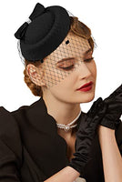 
              Fascinators Hats 20s 50s Hat Pillbox Hat Cocktail Tea Party Headwear with Veil for Girls and Women(C-Black)
            