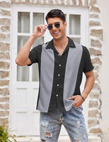
              COOFANDY Men's Retro 50s Bowling Shirts Casual Button Down Short Sleeve Hawaiian Shirts Black Dark Gray
            