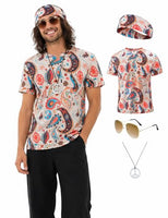 
              Mens 60s 70s Outfits 4 Pcs Hippie Disco Costumes for Theme Party XL
            
