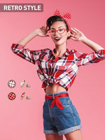 
              Aneco 6 Pack 50s Set Chiffon Scarf Cat Eye Glasses Bandana Tie Headband Earrings(Red)
            