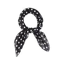
              MissShorthair 50s Chiffon Scarf Sheer Square Neck Head Scarf for Women, A Black & White Dot
            
