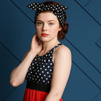 
              Hicarer 2 Pieces Polka Dot Headband Bandana Headband 50s Costume Hair Accessories Bows Wide Head Wrap for Women(Red, Black,Small Dots)
            