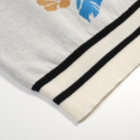 
              OXKNIT Men's Knit Short Sleeve Shirts Retro Knitted Polo Shirt Art Bird Pattern Beige Cotton Polo with Quarter Button
            