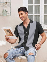 
              COOFANDY Men's Retro 50s Bowling Shirts Casual Button Down Short Sleeve Hawaiian Shirts Black Dark Gray
            